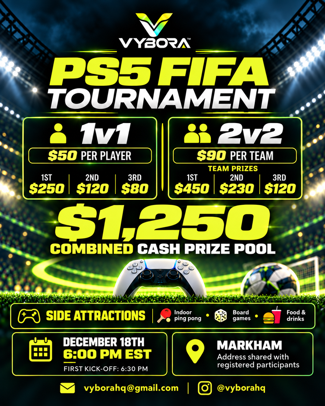 VYBORA PS5 FIFA tournament flyer